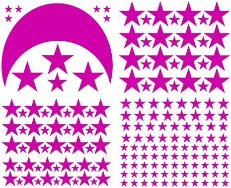 Moon and Stars Wall Decal Vinyl Sticker for Kids Boy Girls Baby Room Decoration Good Night Nursery Wall Decor Home House Bedroom Design YMX16 (Blush)
