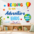 Cinrobiye Inspirational Quotes Wall Decals, Reading Corner Wall Decor, Reading is an Adventure that Never Ends Wall Stickers, Classroom Library Decorations for Preschool, Elementary School, Daycare