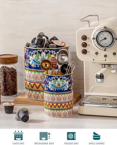 vancasso 7.3"+5.5" Utensil Holder, Porcelain Utensil Holder for Countertop