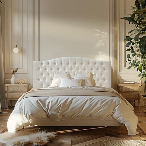Furpopup Linen Queen Size Headboard Only, Upholstered Wall Mount, Ivory