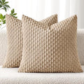MIULEE Decorative Throw Pillow Covers 20x20 Neutral Tan Textured Corduroy
