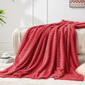 BEDELITE 3D Ribbed Jacquard Red Fleece Throw Blanket for Couch, 50x70 Inch