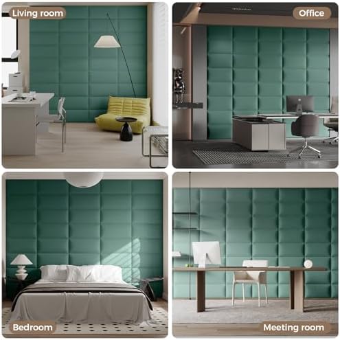 6-Piece Green Linen Upholstered Headboard Twin Size, Wall Mounted Nature-Inspired Fabric Headboard, Calming Padded Panels for Bedroom