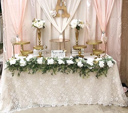 White Lace Tablecloth 60x120Inch Wedding Rectangle Table Overlay 10 Packs
