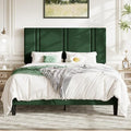 Allewie Full Size Platform Bed Frame with Velvet Upholstered Headboard