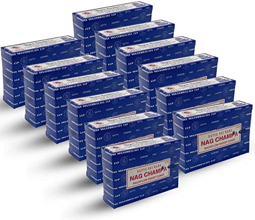 Nag Champa Backflow Incense Cones for Waterfall Aromatic Smoke Fountain Haze Falls and Mat Bundle - Pack of 12