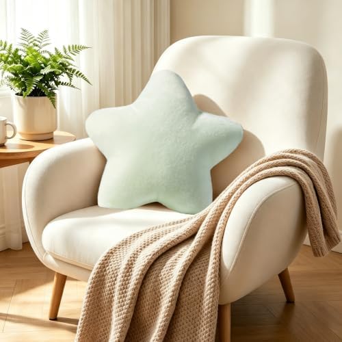Star Shaped Pillow 15.4" Light Green Soft Cute Decorative Throw Pillows