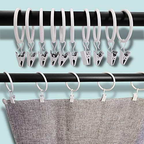 100 Pack Metal Curtain Rings with Clips, 1.5 in ID, White