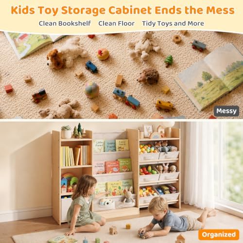 GITAWUSA Toy Organizer and Storage, Kids Bookshelf with 7 Bins, 51.4" W