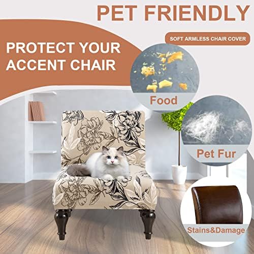 Eco-Ancheng Armless Chair Slipcover Removable Armless Accent Chairs Covers Washable Armless Slipper Chair Slipcover Printed Armless Chair Furniture Protector Covers for Living Dining Room Hotel