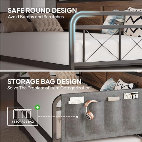 LIKIMIO Twin Daybed with Pop Up Trundle & Charging Station & Storage Shelf