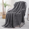 Exclusivo Mezcla Fleece Throw Blanket for Couch Sofa, 50”x70”, Dark Grey