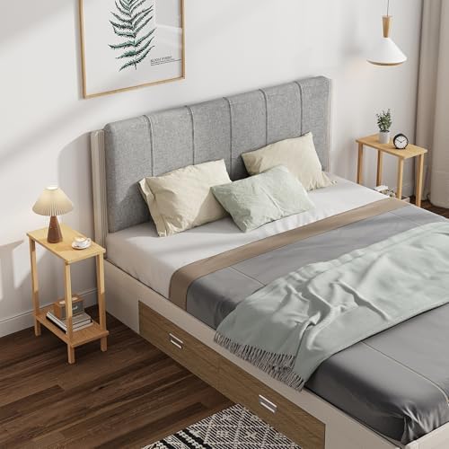 TUTOTAK Narrow Side Table, 2-Tier Small End Table for Couch
