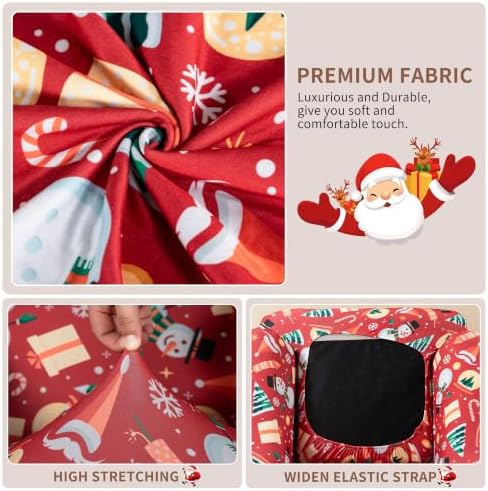 HAOYONG Christmas Stretch Wingback Chair Cover 2 Pieces Wing Chair Slipcover Printed Wingback Armhair Slipcover Wingback Washable Sofa Covers Christmas Decoration Furniture Protector for Armchair