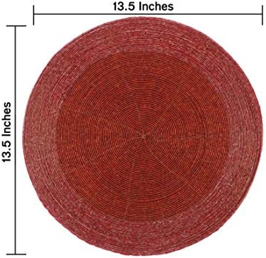 COTTON CRAFT Glitz Handmade Beaded Charger Placemats - Set of 4 - Red