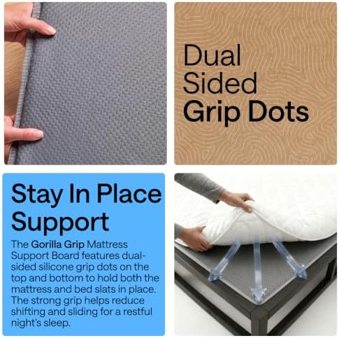 GORILLA GRIP Bunkie Board, Patented Design Under Mattress Support, Queen