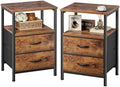 Huuger Night Stand Set of 2, Nightstand with 2 Drawers, Bedside Table