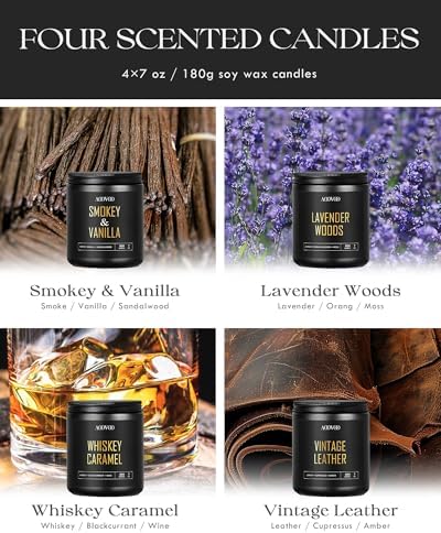 AOOVOO Scented Candles for Men - 4 Pack Candles for Home Scented