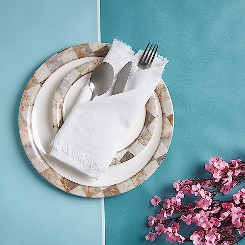 ACCENTHOME White Cotton Linen Napkin Set of 6 18x18 inch Dinner Napkins