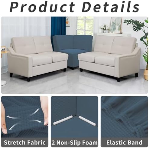 Easy-Going Stretch Soft Sectional Corner Sofa Couch Slipcover Bluestone