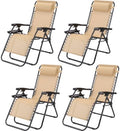 Sweetcrispy Zero Gravity Chairs Set of 4, Reclining Camp Chair