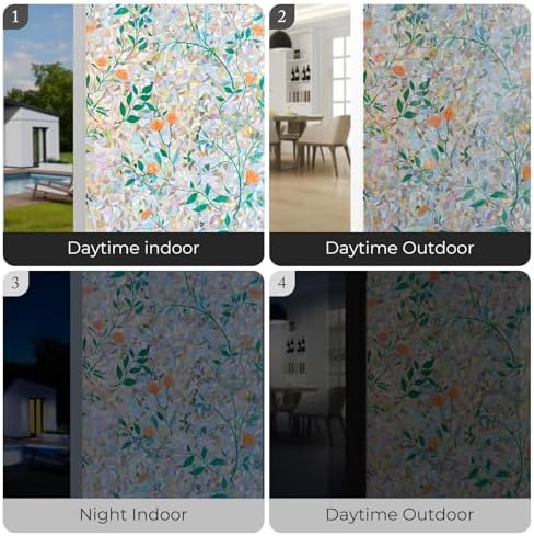 ADD.HERES Rainbow Window Privacy Film, Stained Glass Cling, 17.5" x 78.7"