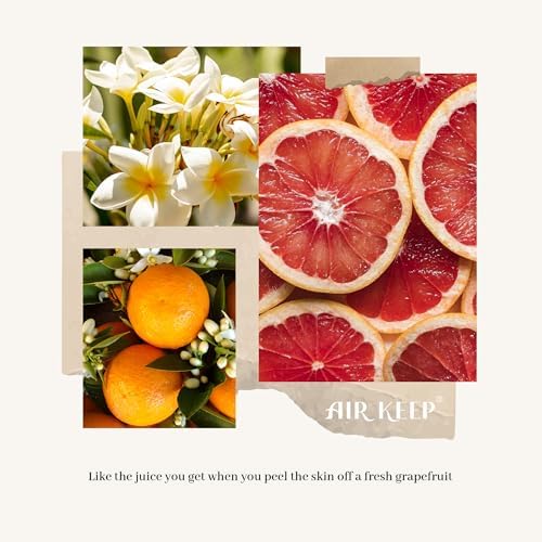 Airkeep Reed Diffuser Set,3.38 fl oz (100 ml) - Grapefruit Lemon Oil Diffusers with 8 Reed Sticks,Home Fragrance Reed Diffuser for Bathroom Shelf Decor