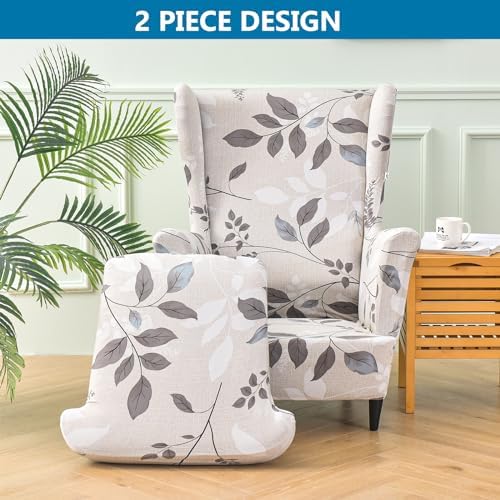 HZDHCLH Wingback Chair Slipcovers 2 Piece,Stretch Spandex Wing Chair Covers for Living Room Armchair,Washalbe Sofa Slipovers
