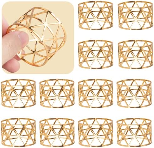 12PCS-LUNEY Gold Napkin Rings Set of 12 Bulk, Metal Napkin Holder Buckles
