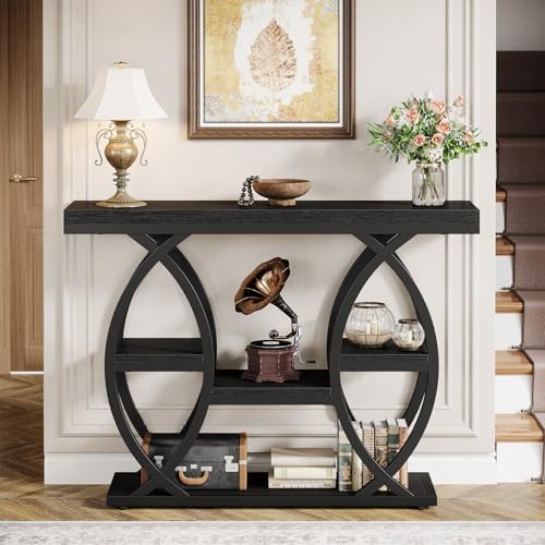 Tribesigns 39.4" Console Table, 4-Tier Sofa Table, Accent Tables, Black