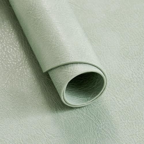 MOSAYT Vinyl Faux Leather Oval Placemats, Set of 6, Green