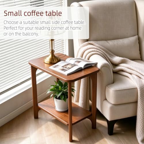 Solid Wood Walnut Small Side Table for Living Room, Bedroom
