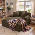 66" Chaise Lounge Chair Indoor, Corduroy Upholstered Reading Chair Oversized Boneless Chair with Deep Seat, Cloud Lounge Chair with 3 Pillows for Living Room, Bedroom, No Assembly Required