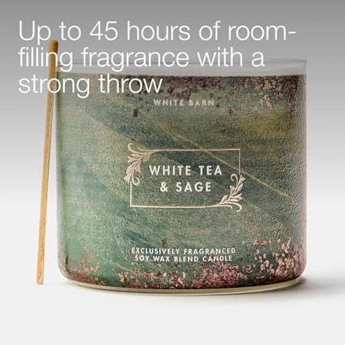 Bath & Body Works 3-Wick Candle, White Tea & Sage, Soy Wax Blend, 2 Pack