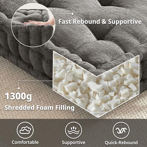 Intelligent Design Floor Pillow, Cushion for Meditation, 24x24 Charcoal