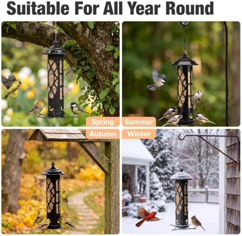 Veehoo Squirrel Proof Bird Feeders for Outdoors Hanging, Holds Up to 3.5 lb