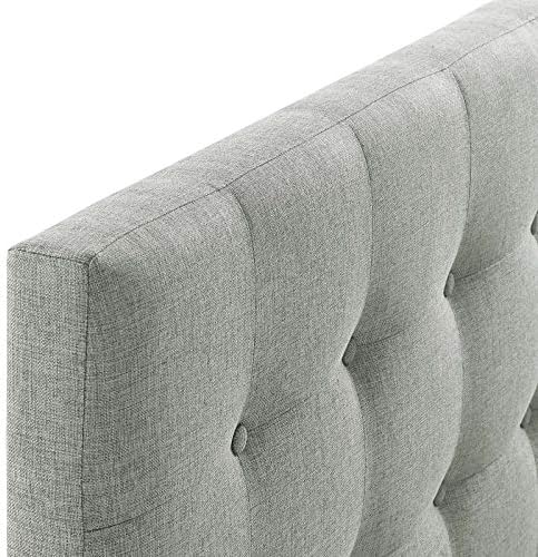 Modway Emily Tufted Button Linen Fabric Upholstered King Headboard in Gray