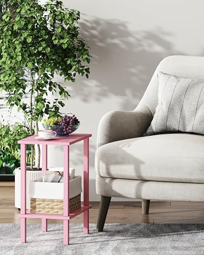 TUTOTAK End Table, Side Table, Nightstand, 2-Tier Storage Shelf