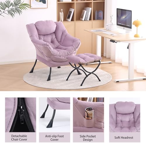 LITA Lazy Chair with Ottoman, Comfy Accent Reading Chair