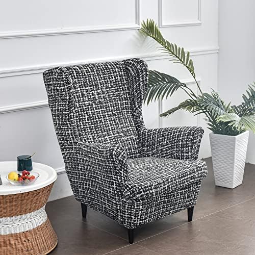 Wing Chair Slipcover, 2-Piece Printed Wingback Chair Cover