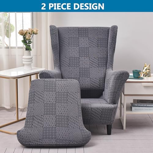 HZDHCLH Wingback Chair Slipcovers 2 Piece,Stretch Spandex Wingback Chair Covers for Living Room Armchair,Washalbe Sofa Slipovers