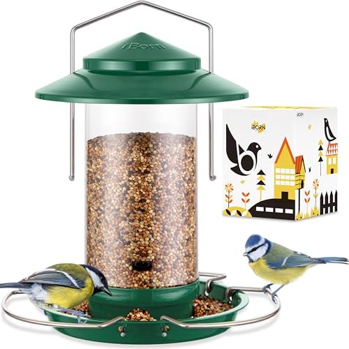 iBorn Hanging Bird Feeder Metal Chew Resistant, Green,1.32 LB