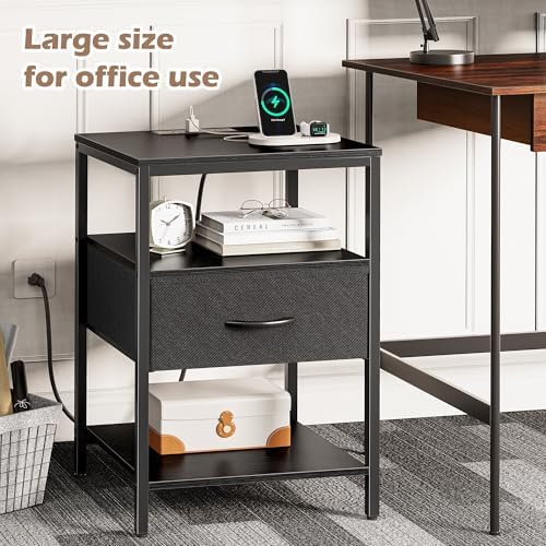 SUPERJARE Nightstand with Charging Station, USB-C Port, Bedside Table