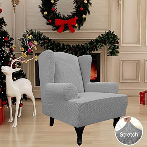 Easy-Going Stretch Large Wingback Chair Sofa Slipcover Light Gray