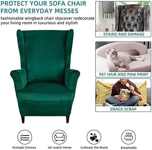 NILUOH Wingback Chair Covers 2-Piece, Armchair Slipcovers for Living Room