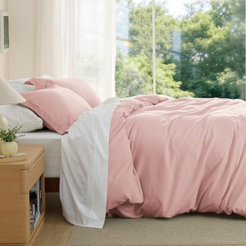 Bedsure Duvet Cover Full Size, Soft Double Brushed Bedding Set, 3Pcs, Pink