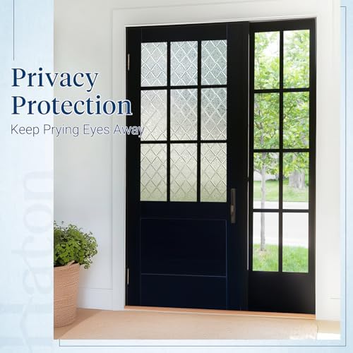 Haton Window Privacy Film, Decorative Frosted Film, Lattice 11.8" x 78.7"