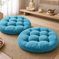 Meditation Floor Pillow Set of 2, Round Large Pillows Seating for Adults, Tufted Corduroy Thick Cushion for Living Room Tatami, Turquoise, 22 Inch'2 Count (Pack of 1)