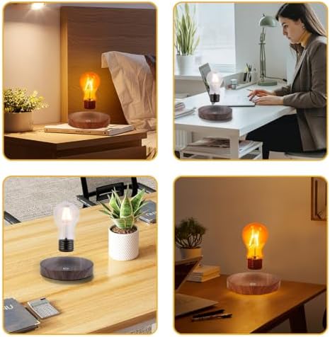 Magnetic Levitation Floating Light Bulb Lamp, Levitating Lamp Rotating LED Light Bulb Night Light Decorative Desk Lamp for Home Table Decor