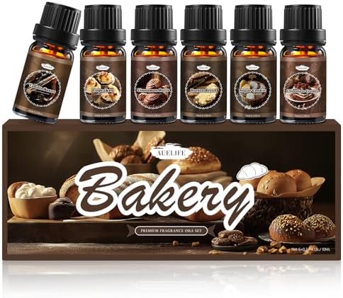 Auelife Bakery Essential Oils Set for Diffuser for Home, 6x10ml Scented Oil
